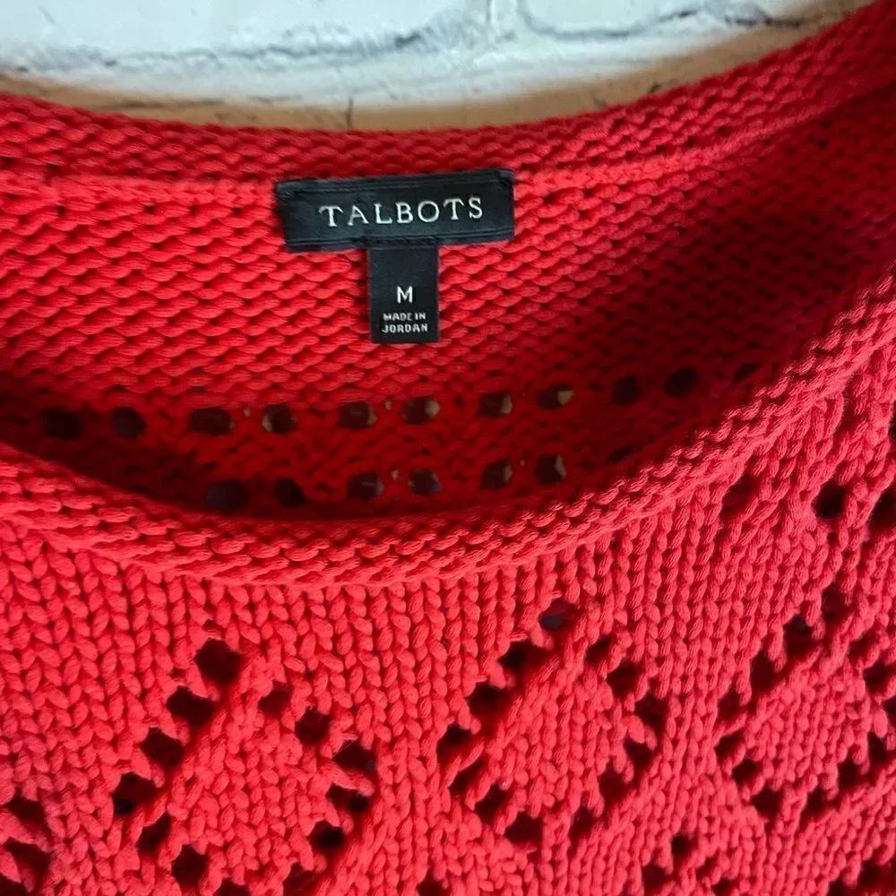 Talbots Pointelle Sweater Red Size Medium - Picture 4 of 9